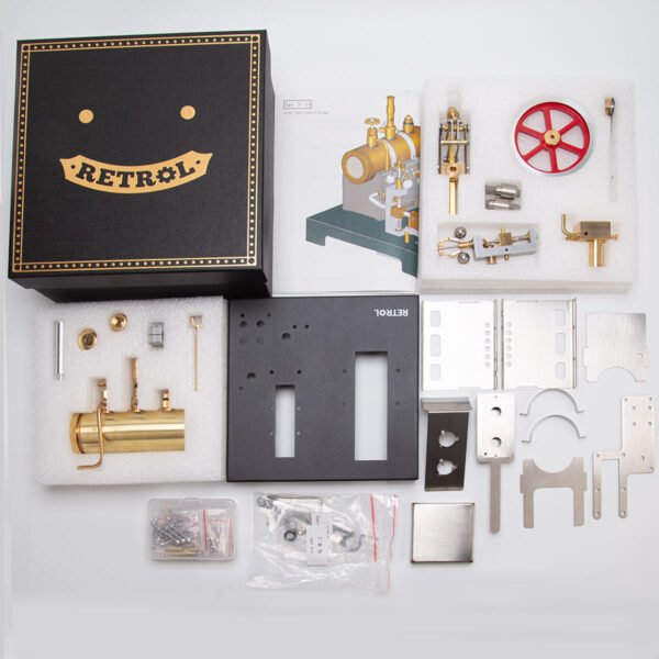 RETROL SE-01 Full Metal Stationary Beam Steam Engine Model and Horizontal Boiler Kit