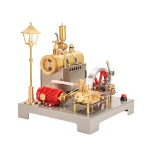 RETROL SE-02 Metal Reversible Horizontal Stationary Steam Engine and Boiler Model Kit with Generator and Street Lamp