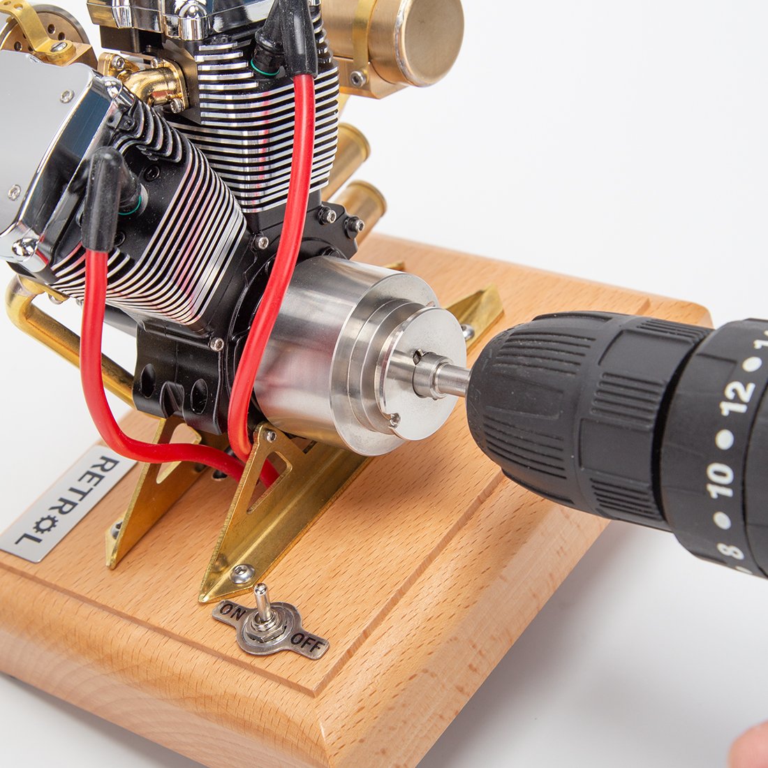 retrol ohv 4.2cc v twin four stroke gasoline engine mini retro motorcycle internal combustion engine model (rtr/aluminum alloy exhaust version) — r33 evo version retrol ohv 4.2cc v twin four stroke gasoline engine mini retro motorcycle internal combustion engine model (rtr/aluminum alloy exhaust version) — r33 evo version