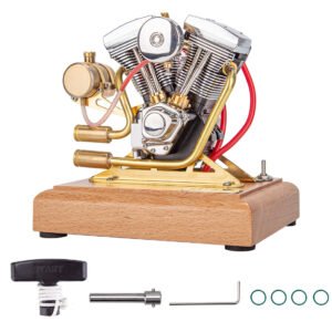 retrol ohv 4.2cc v twin four stroke gasoline engine mini retro motorcycle internal combustion engine model (rtr/aluminum alloy exhaust version) — r33 evo version